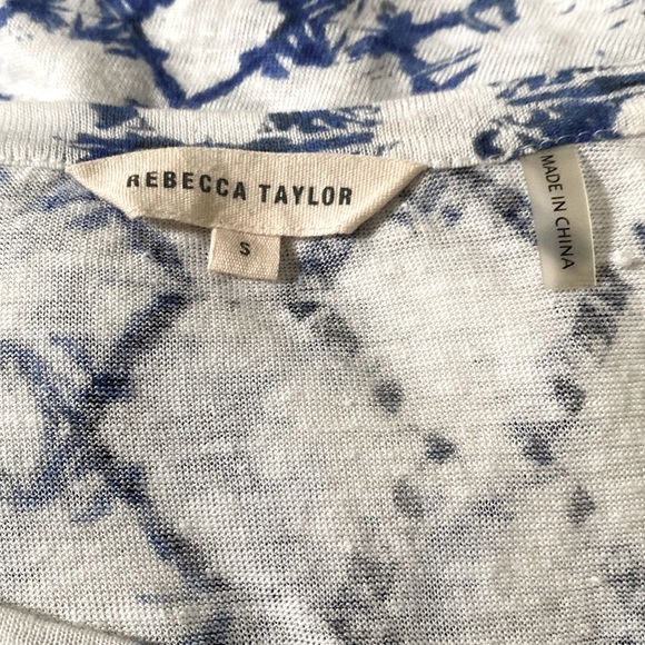 Rebecca Taylor Kaleidoscope Pattern Linen T-Shirt💙🤍💙 - Picture 3 of 6